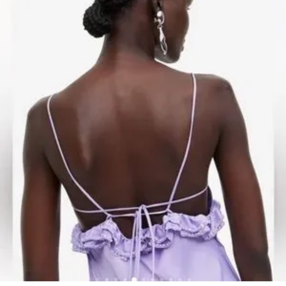 H&M FRILL-TRIMMED SLIP DRESS in Light Purple - Picture 2 of 16